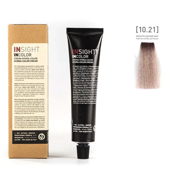 Перманентный краситель для волос 10.21 Перламутрово-пепельный супер светлый блондин INCOLOR, 100 мл
