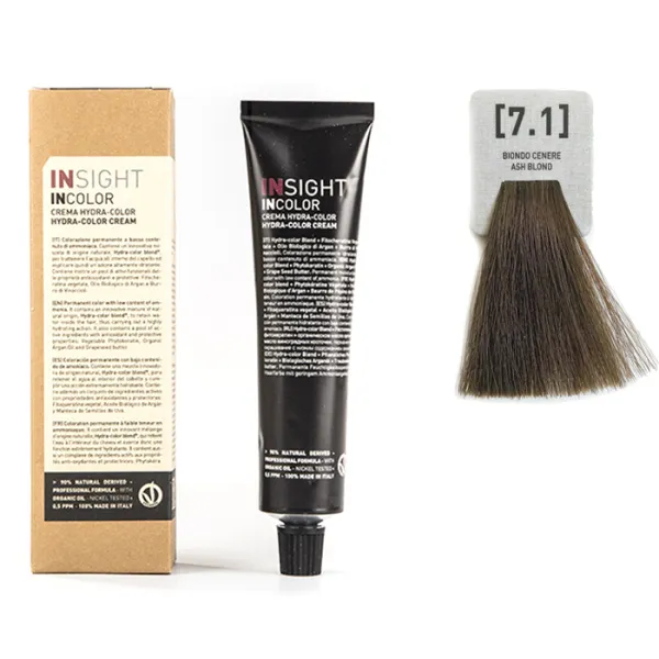 Перманентный краситель для волос 7.1 Пепельный блондин INCOLOR, 100 мл
