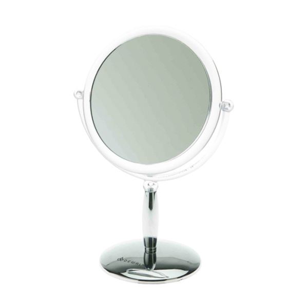 Зеркало настольное DEWAL, пластик, серебристое 15x21,5см